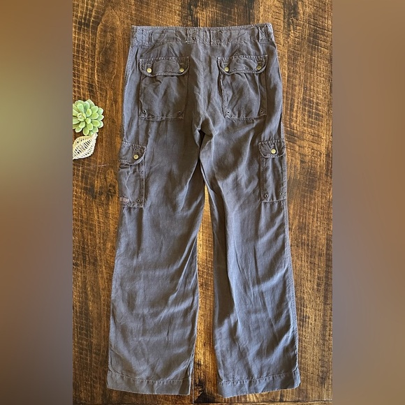 J. Crew | Linen & Silk Blend Vintage Cargo Pants, Chocolate Brown, Size 6 - Picture 2 of 10